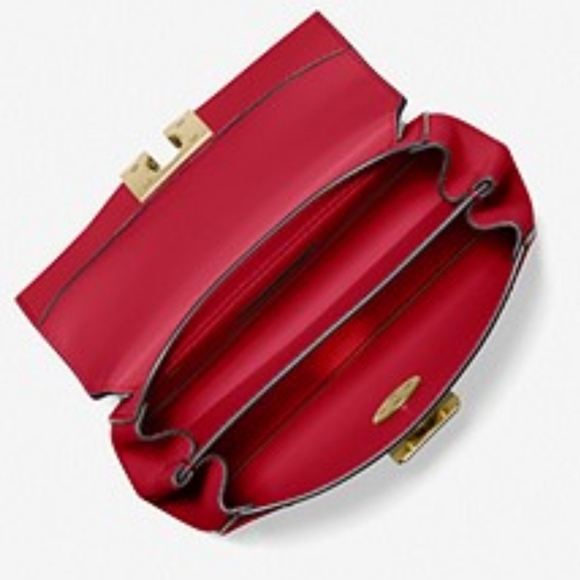 NWT MK Leather Crossbody Red Chili Gold Adjustable Strap Bag Michael Kors - Picture 13 of 16